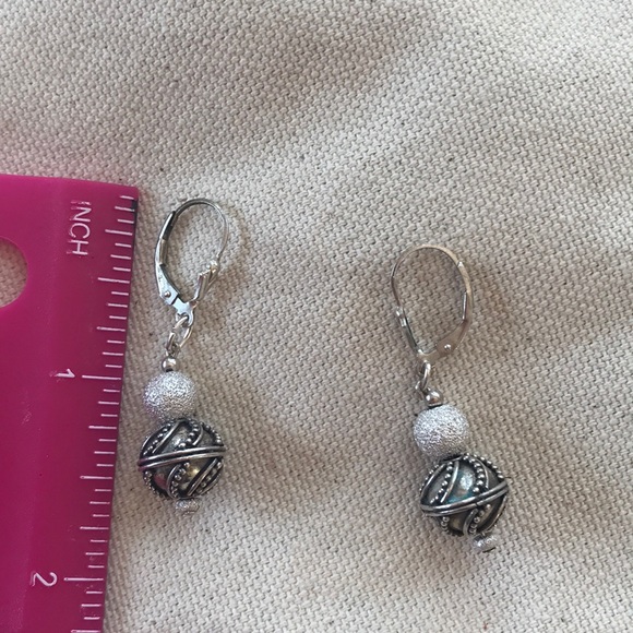 Sterling Silver Handmade Pierced Dangle Earrings - Picture 4 of 4